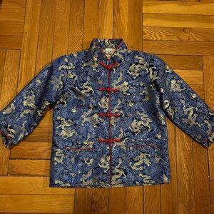 Kids Lunar New Year Blue and Gold Dragon top